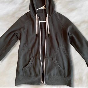 Contrast trim gray zip up hoodie